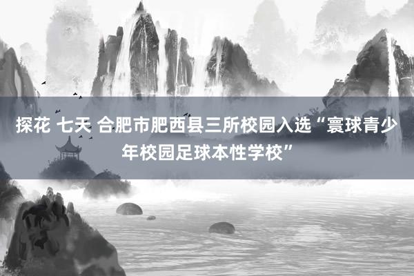 探花 七天 合肥市肥西县三所校园入选“寰球青少年校园足球本性学校”