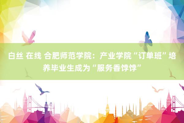 白丝 在线 合肥师范学院：产业学院“订单班”培养毕业生成为“服务香饽饽”