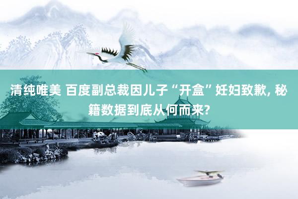 清纯唯美 百度副总裁因儿子“开盒”妊妇致歉, 秘籍数据到底从何而来?