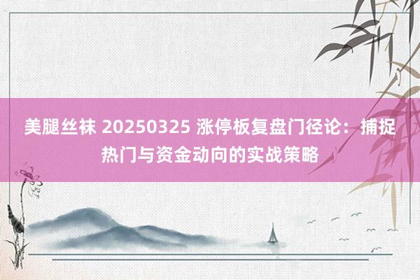 美腿丝袜 20250325 涨停板复盘门径论：捕捉热门与资金动向的实战策略